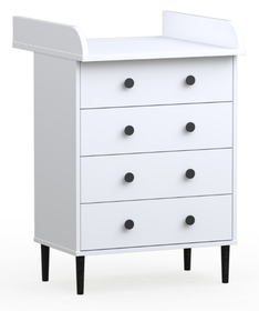 Hoitopöytä NYYTTI 2026, kotimainen, pyöreät vetimet musta, Caro