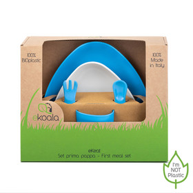 eKoala -ruokailusetti, sini/valkoinen, 5 osaa