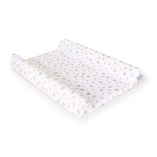 Hoitoalustan päälliset, puuvilla, Light Grey + Yellow Stars, 2 kpl