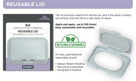 Dooky Reusable Lid Plister, uudelleenkäytettävä kansi kosteuspyyhkeil