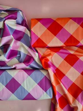 Ruudut Puuvillasatiini, lila