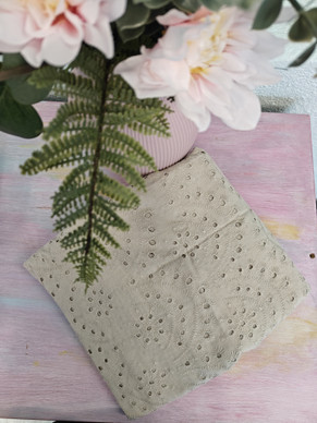 Broderattu puuvilla hiekka, 3m Pala