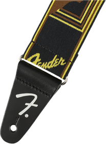 Fender WeighLess Monogram Strap Black/Yellow/Brown kitarahihna (uusi)