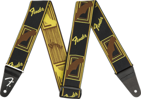 Fender WeighLess Monogram Strap Black/Yellow/Brown kitarahihna (uusi)
