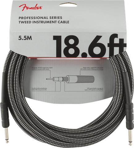 Fender Professional 18.6 ft  Gray Tweed instrumenttijohto 5,5 m (uusi)