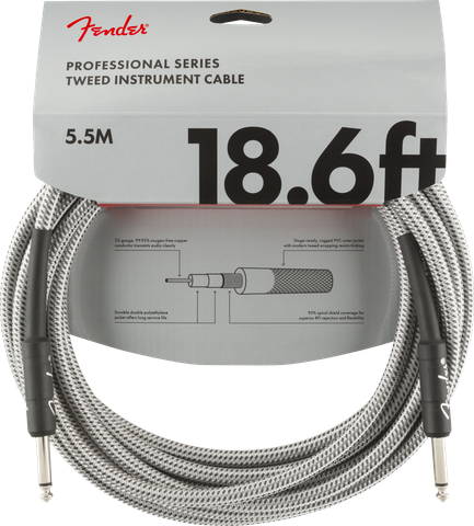Fender Professional White Tweed Straight instrumenttijohto 5,5m (uusi)