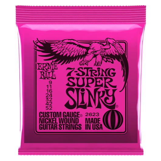 Ernie Ball EB-2623 7-kielisen kitaran kielet Super Slinky 9-52 (uusi)