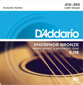 D'Addario EJ16 teräskielisen kielisetti 012-053 fosfori pronssi (uusi)