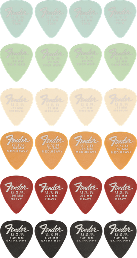 Fender Dura-Tone 351 Picks monivärinen 24 kpl plektrasetti (uusi)