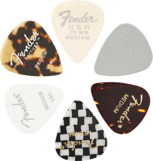 Fender 351 Shape, Material Medley, Medium Picks 6-Pack (new)