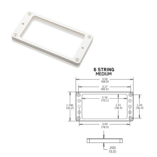 EMG Flat 6 Medium White Pickup Ring mikrofonikehys (uusi)