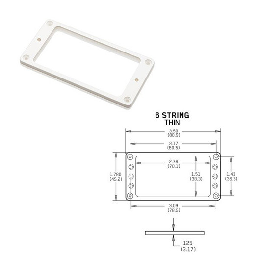 EMG Flat 6 Thin White Pickup Ring mikrofonikehys (uusi)