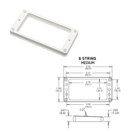 EMG Tapered 6 Medium White Pickup Ring mikrofonikehys (uusi)