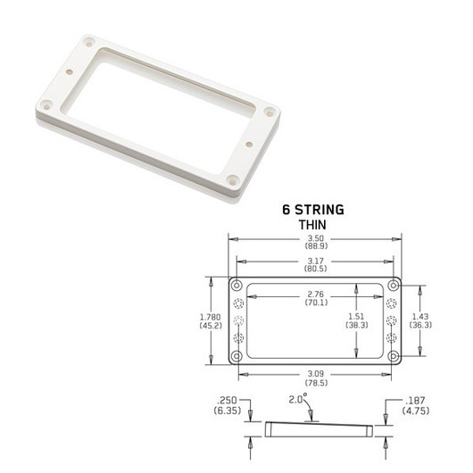 EMG Tapered 6 Thin White Pickup Ring mikrofonikehys (uusi)
