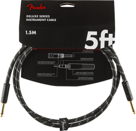 Fender Deluxe Black Tweed instrumenttijohto 5 ft 1,5 m (uusi)