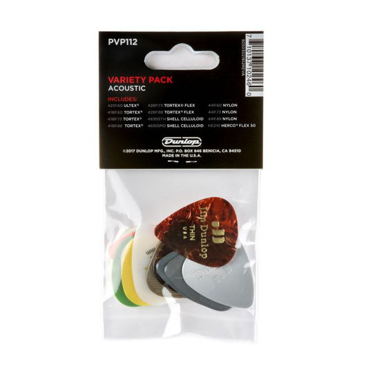 Dunlop PVP112 akustisen kitaran plektrasetti 12 kpl (uusi)