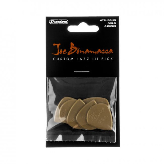 Dunlop Bonamassa Jazz III Gold plektrasetti 6 kpl (uusi)