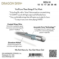 DR Strings Dragon Skin+ DEQ-10 (10-46) sähkökitaran kielisetti (uusi)