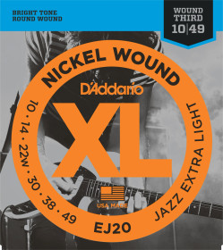 D'Addario EJ20 Jazz Extra Light sähkökitaran kielet 10–49 (uusi)