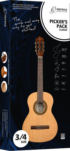 Ortega Picker's Pack klassinen kitarapaketti 3/4-koko (uusi)