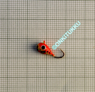 Volframist mormyshka 5 mm #8 link oranž, täpiline kollane, nr 32