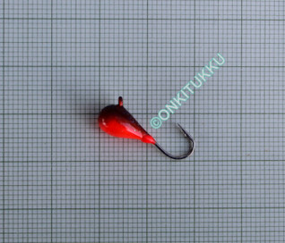 Tungsten mormyshka 6mm #6 link brown greenglitter, red, no. 28 