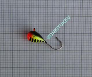 Tungsten mormyshka 6mm #6 black yellow red, no. 31
