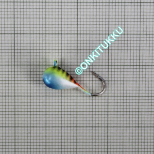 Volfram mormyshka 7 mm #4 länk blå, gul, röd, nr 32