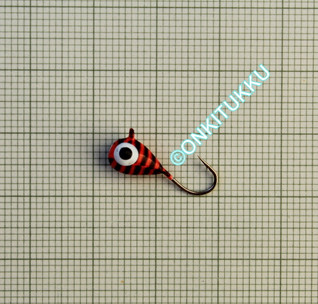 Вольфрамовая бусина 5 мм #8 с красными полосками, № 21