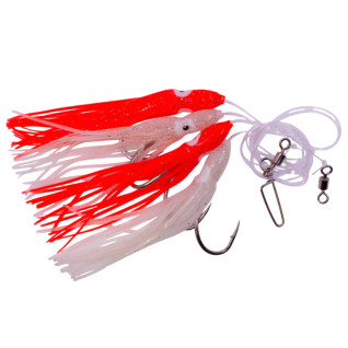 Havsrigg med fyra #8/0-krokar, med fyra bläckfiskar, 150 cm