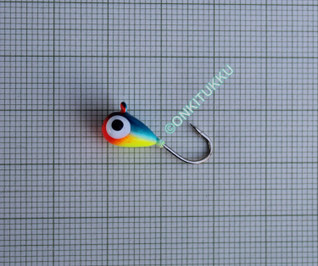 Volfram mormyshka 7 mm #4 länk blå, gul, orange, nr 27