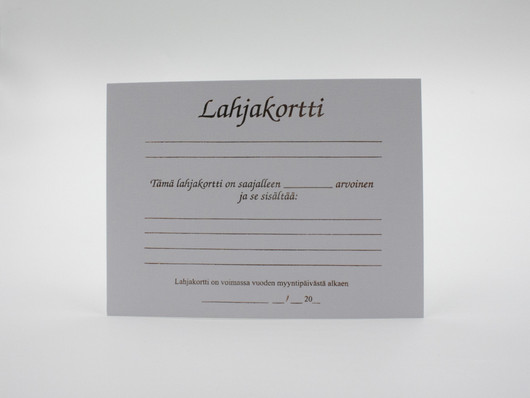 Lahjakorttipohja valkoinen martioitu 5 kpl 