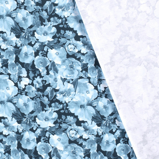 Siniset kukat, digiprint-trikoo