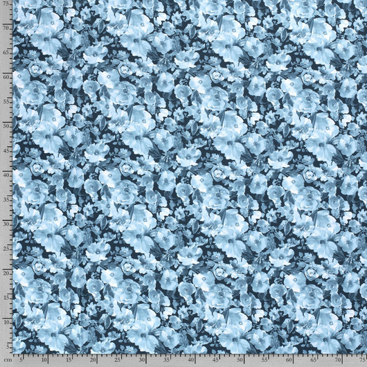 Siniset kukat, digiprint-trikoo