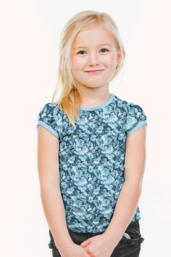 Siniset kukat, digiprint-trikoo