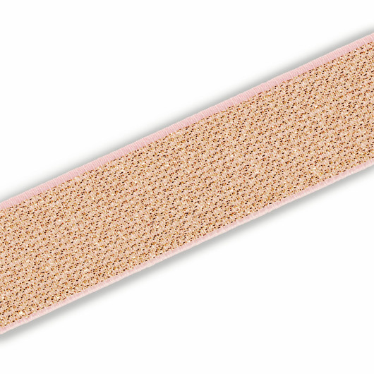 Glitterikuminauha 25mm, ruusukulta