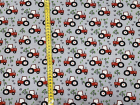 Punaiset traktorit digiprint trikoo