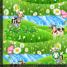 Piirretyt lehmät pellolla Trikoo