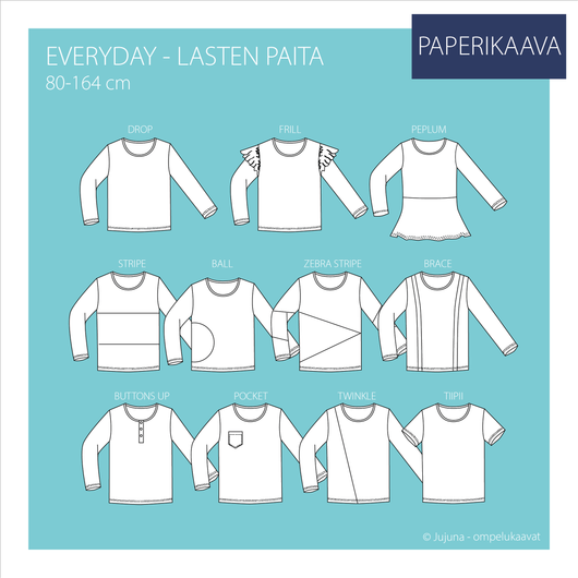 Everyday – lasten paitapaperikaava 80-164 cm