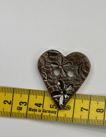 Keraaminen Nappi: sydän ruskea