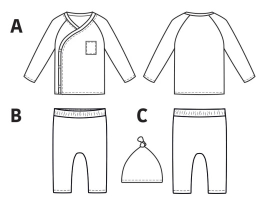 Btrendy vauvan 3 osainen asu paperikaava 