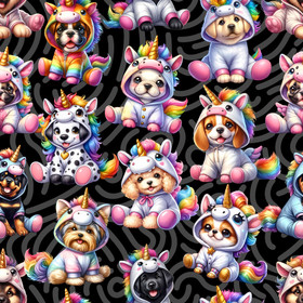 Joustocollege: Koiranpennut yksisarvispuvuissa