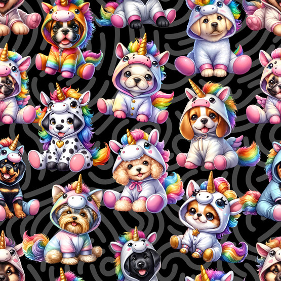 Joustocollege: Koiranpennut yksisarvispuvuissa