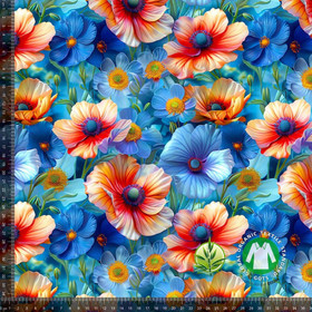 Oransit ja siniset kukat Bambutrikoo