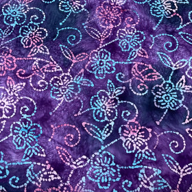 Puuvillakangas Violetit kukat ja lehdet