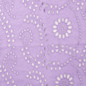 Puuvilla: Brodeeratut kukat Lila