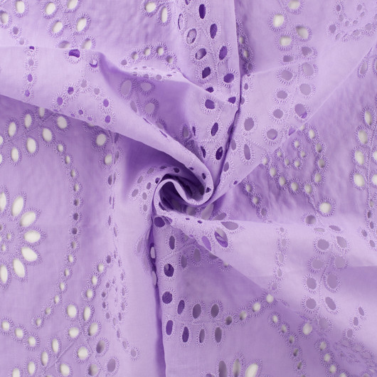 Puuvilla: Brodeeratut kukat Lila