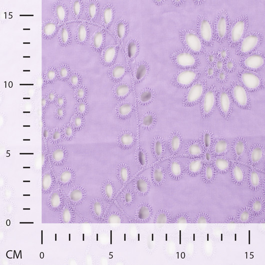 Puuvilla: Brodeeratut kukat Lila