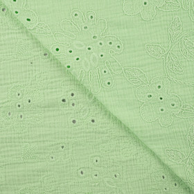 Puuvilla: Brodeeratut kukat Mintun vihreä