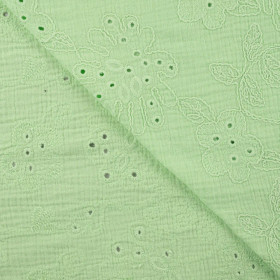 Puuvilla: Brodeeratut kuviot Mintunvihreä